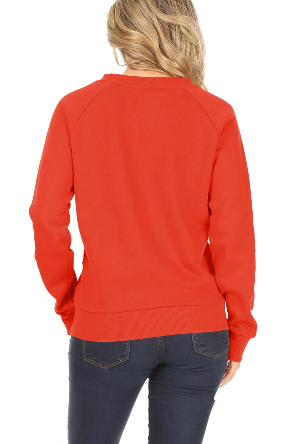 Women's Casual Pullover Fleece Long Sleeve Basic Crew Neck Solid Sweatshirt