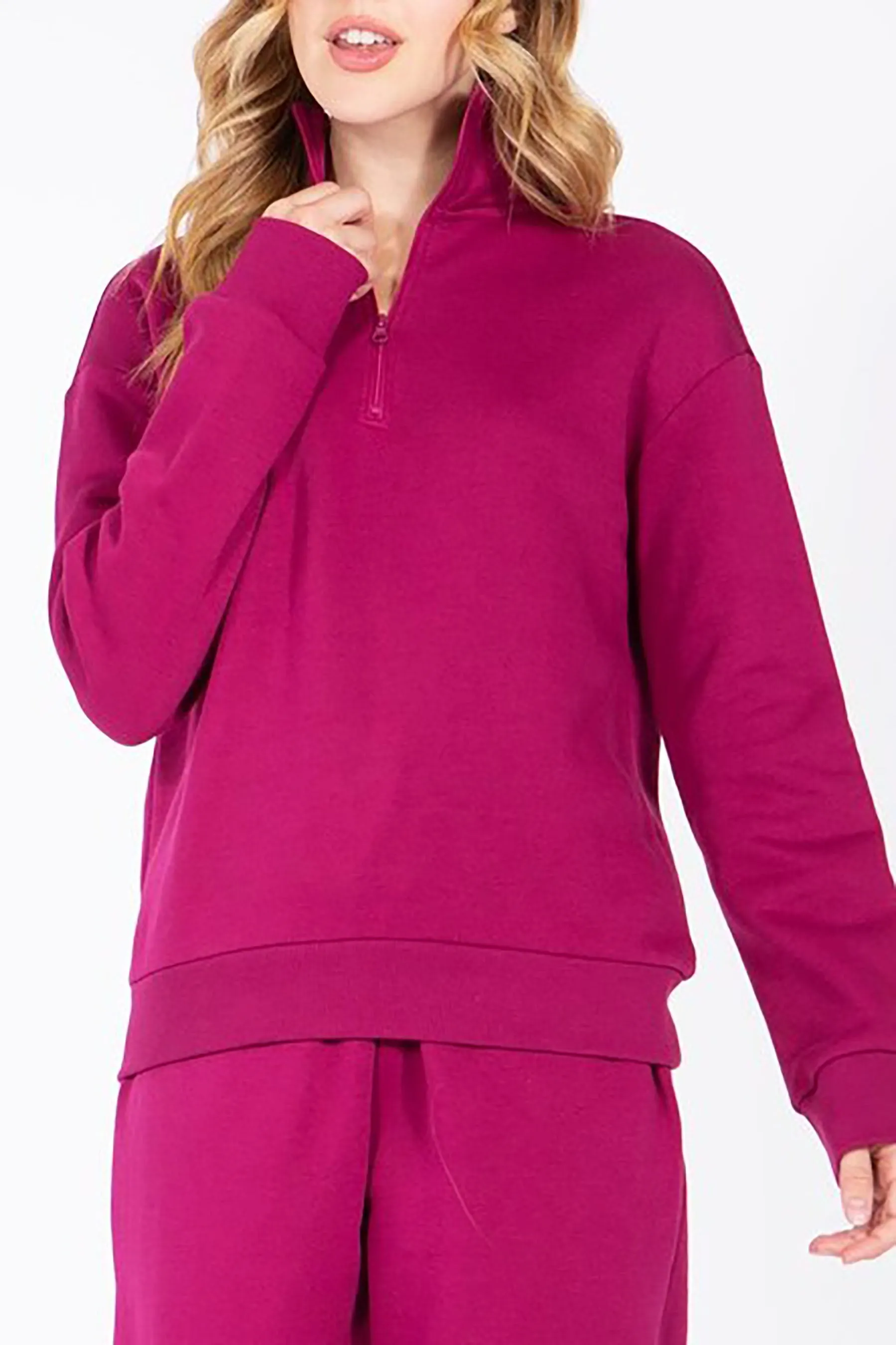 Women's Quarter Zip Fleece Pullover Sweatshirt