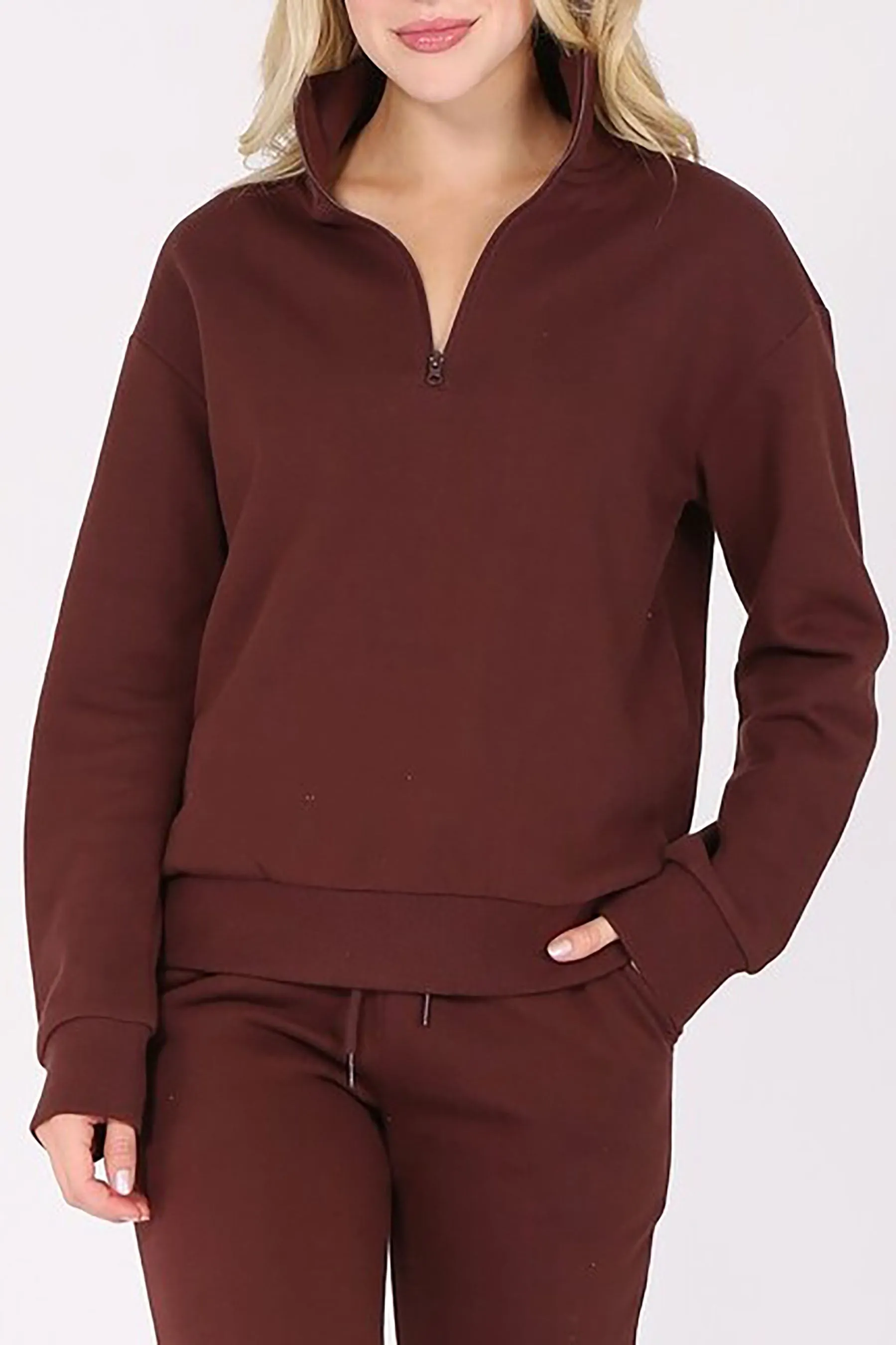 Women's Quarter Zip Fleece Pullover Sweatshirt