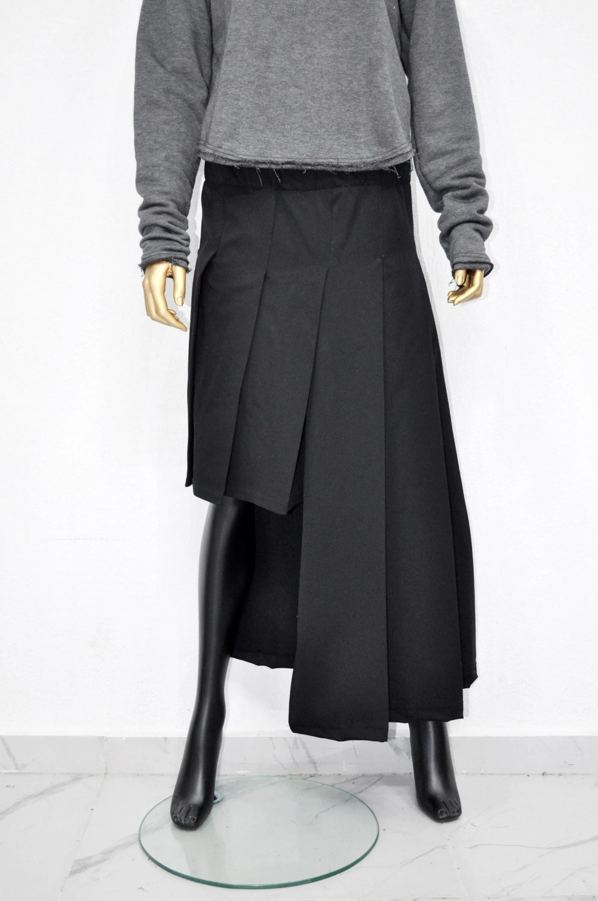 XS - 8XL Unisex Pleated Skirt, Kilt, Asymmetric Short/Long Skirt - BB648