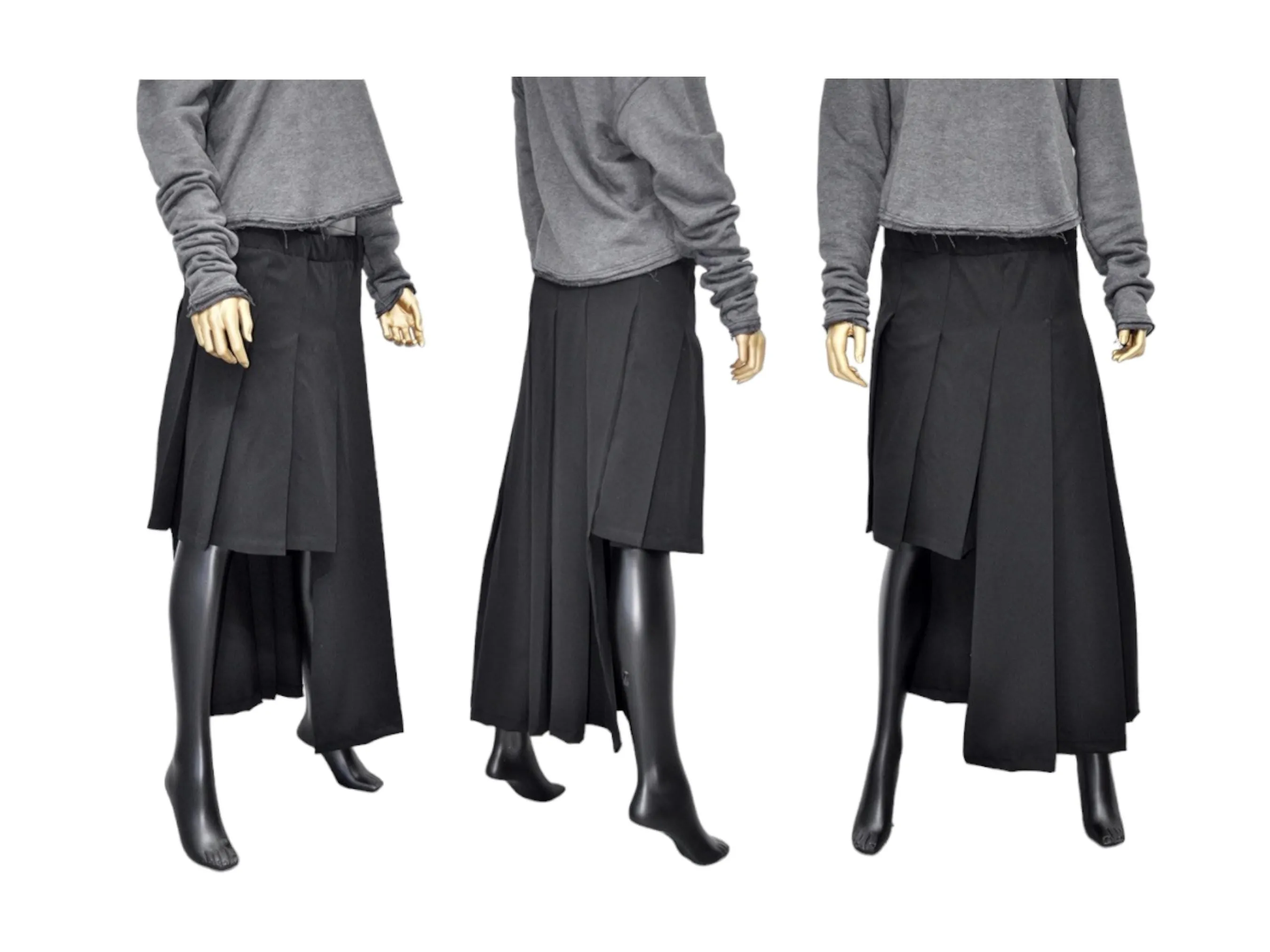 XS - 8XL Unisex Pleated Skirt, Kilt, Asymmetric Short/Long Skirt - BB648