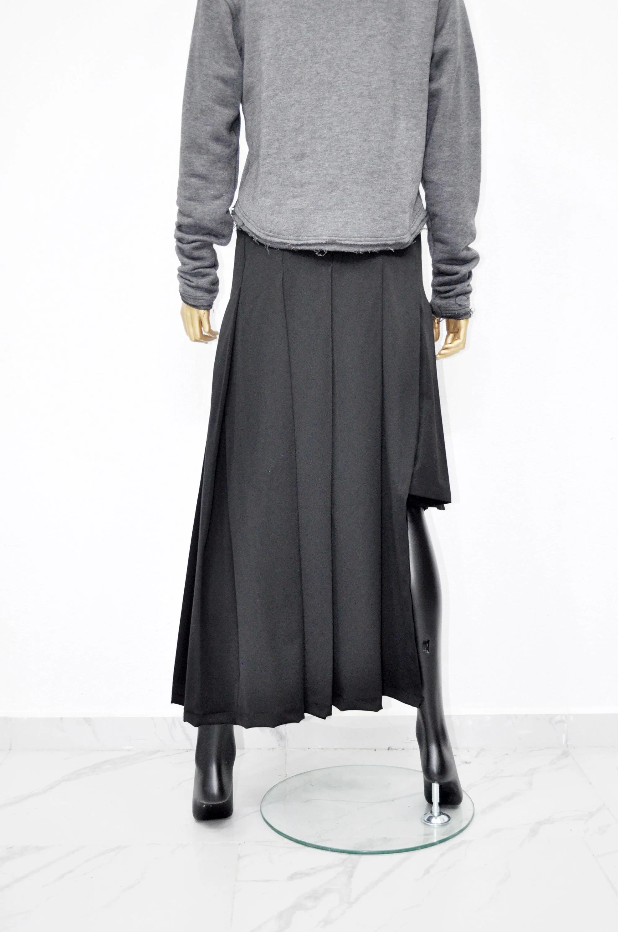 XS - 8XL Unisex Pleated Skirt, Kilt, Asymmetric Short/Long Skirt - BB648